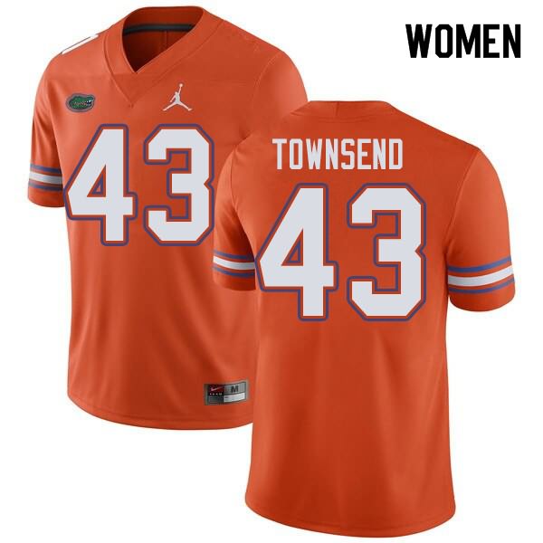 Women's NCAA Florida Gators Tommy Townsend #43 Stitched Authentic Jordan Brand Orange College Football Jersey VMD8765BI